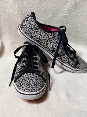 Vans Leopard Print Canvas Sneakers - Black & Gray